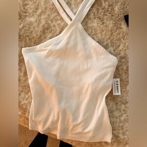 Old Navy Cream Ribbed One-Shoulder Tank